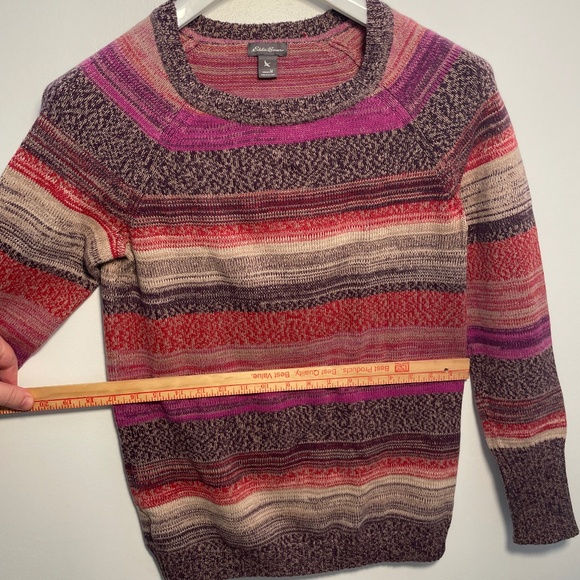 Eddie Bauer Purple and Red Soft 100% Cotton Medium-Weight Crew-Neck Sweater - Picture 2 of 4
